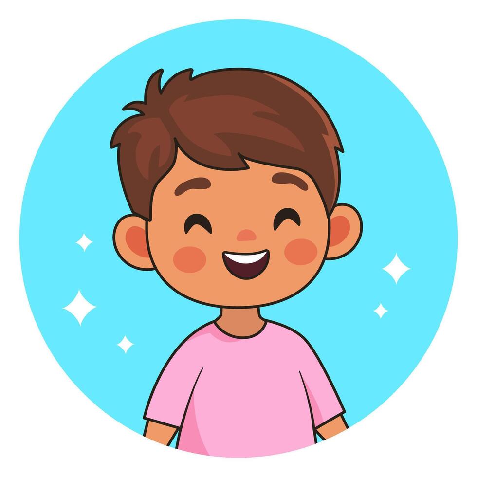 sonriente chico. contento niño. avatar para social redes vector ilustración