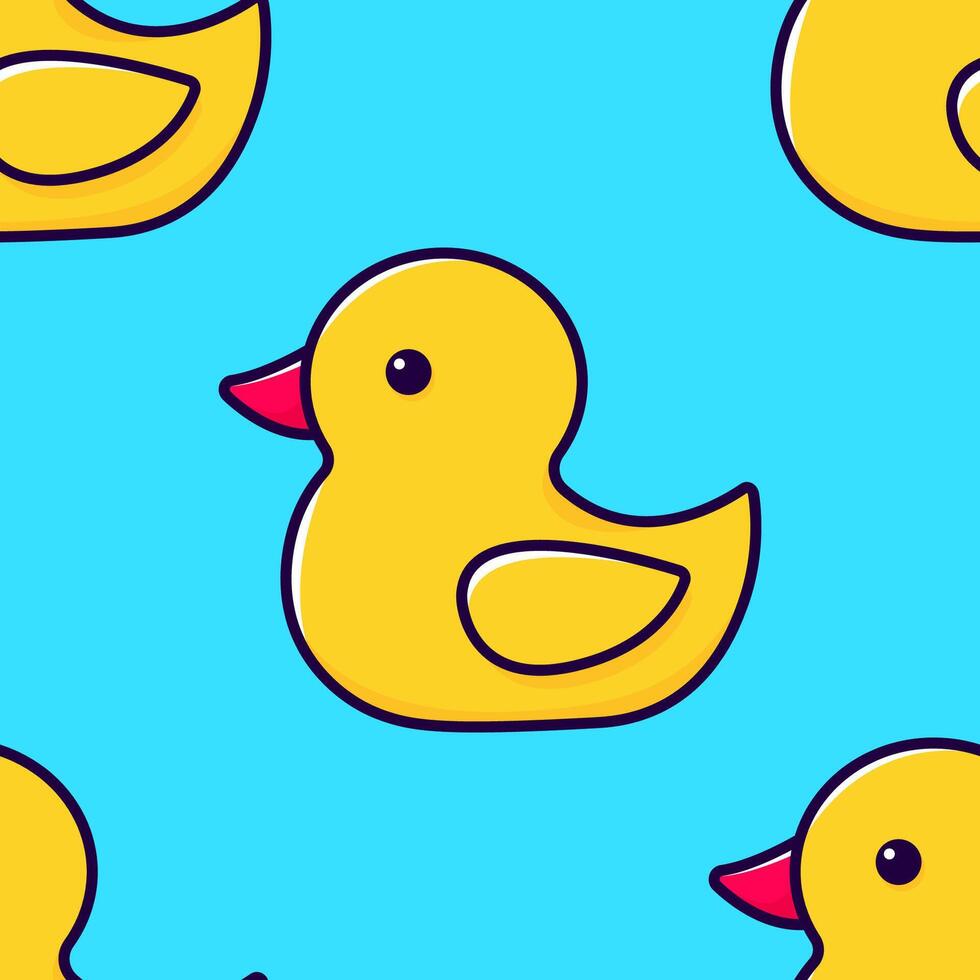 Seamless pattern yellow rubber duck. Vector illustration.