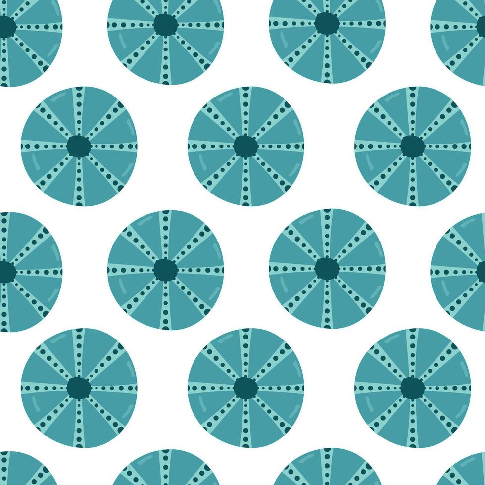Marine seamless pattern, hand drawn sea shells. Summer background. Trendy pattern for wrapping paper, wallpaper, stickers, notebook cover. vector