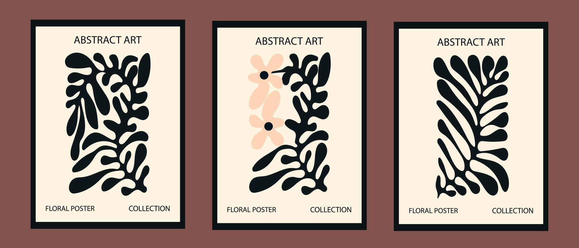 resumen floral carteles botánico composición. moderno de moda minimalista estilo de Matisse. vector composiciones para saludo tarjetas o invitaciones, pared arte, elementos para diseño.