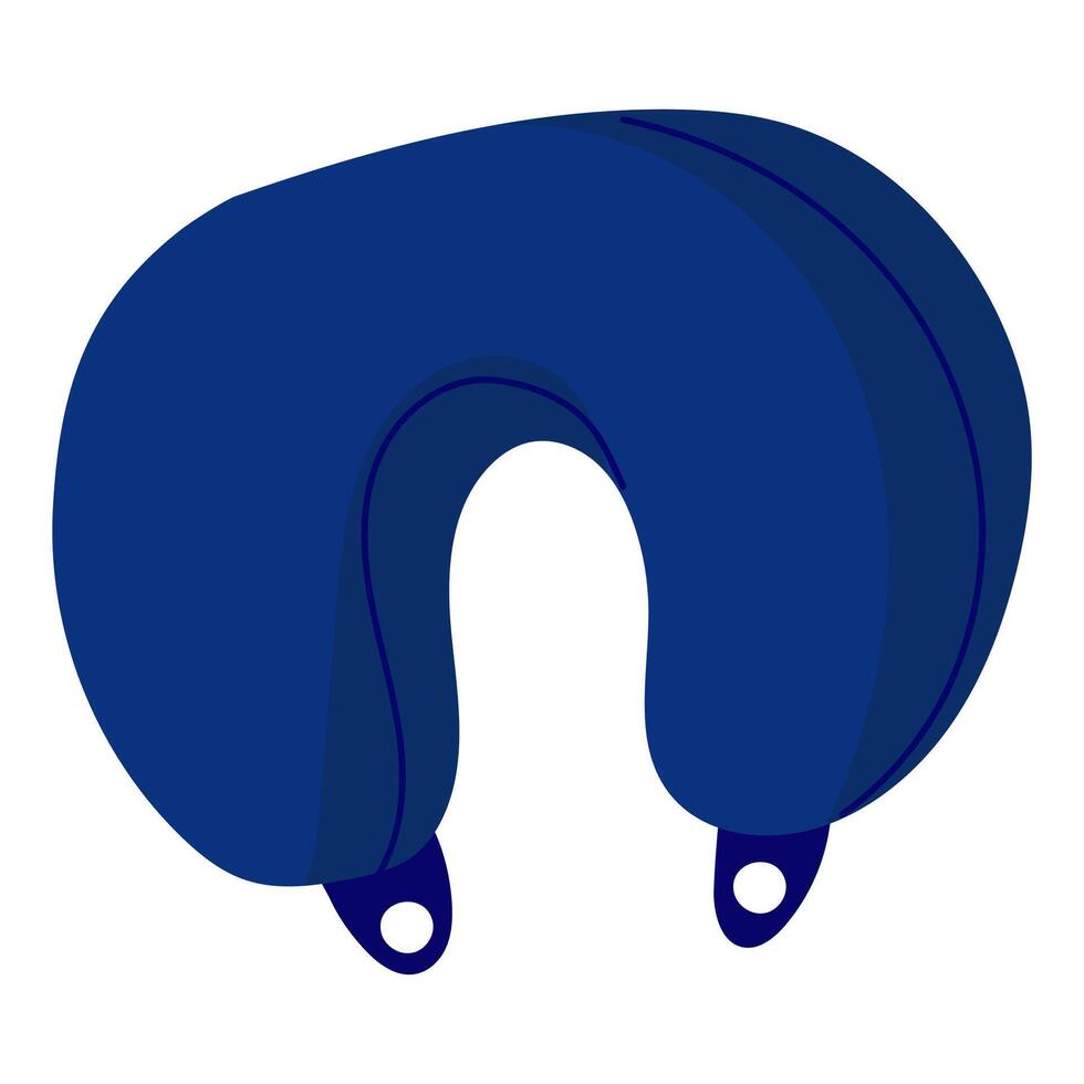 A travel pillow. Travel pillow for sleeping neck. Modern vector flat vector blue cushion for convenience. An illustration of an element for a comfortable sleep on a trip