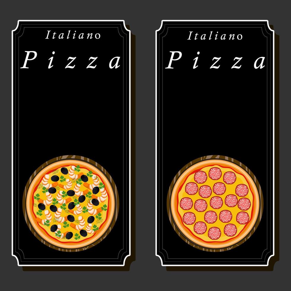 Illustration on theme big hot tasty pizza to pizzeria menu vector