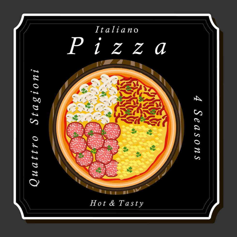 Illustration on theme big hot tasty pizza to pizzeria menu vector