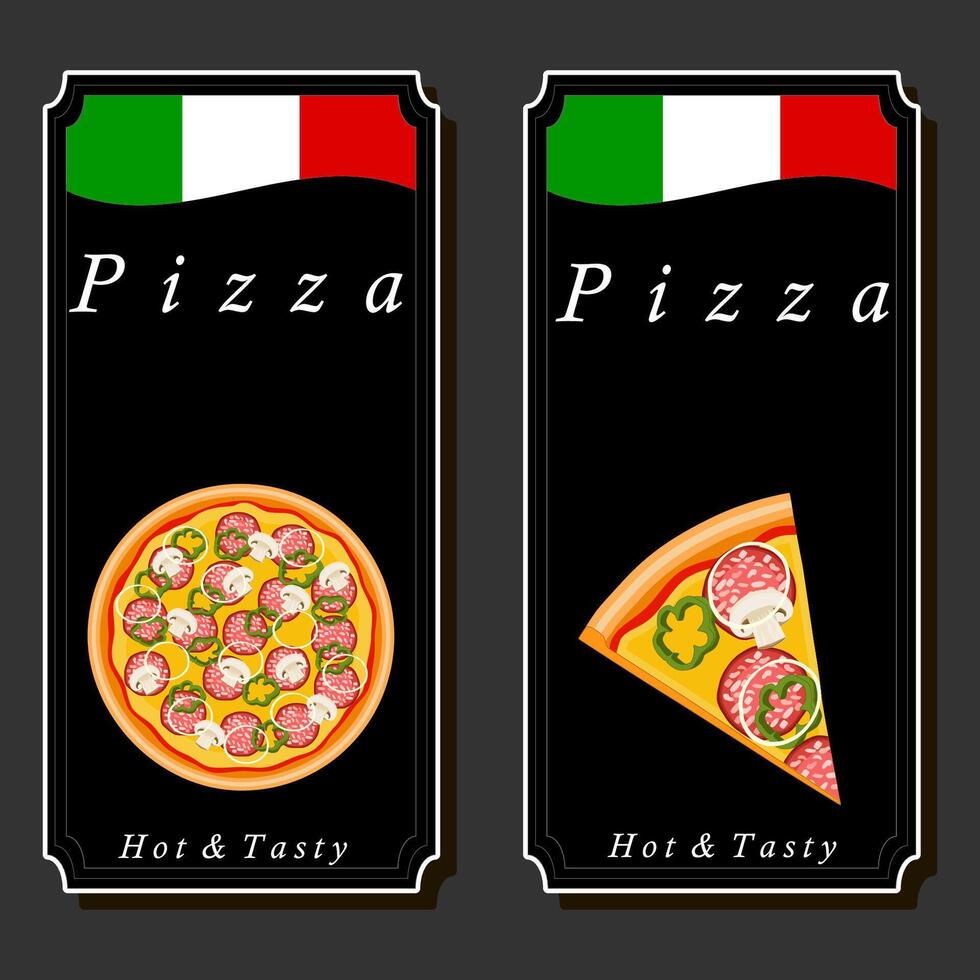 Illustration on theme big hot tasty pizza to pizzeria menu vector