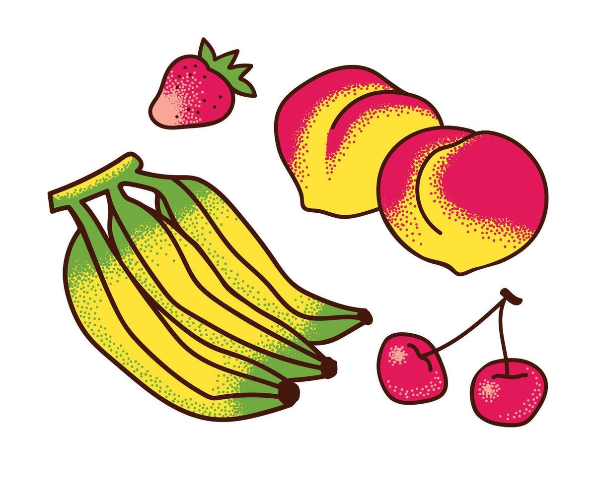 Group of fruits and berries. Vector isolated.