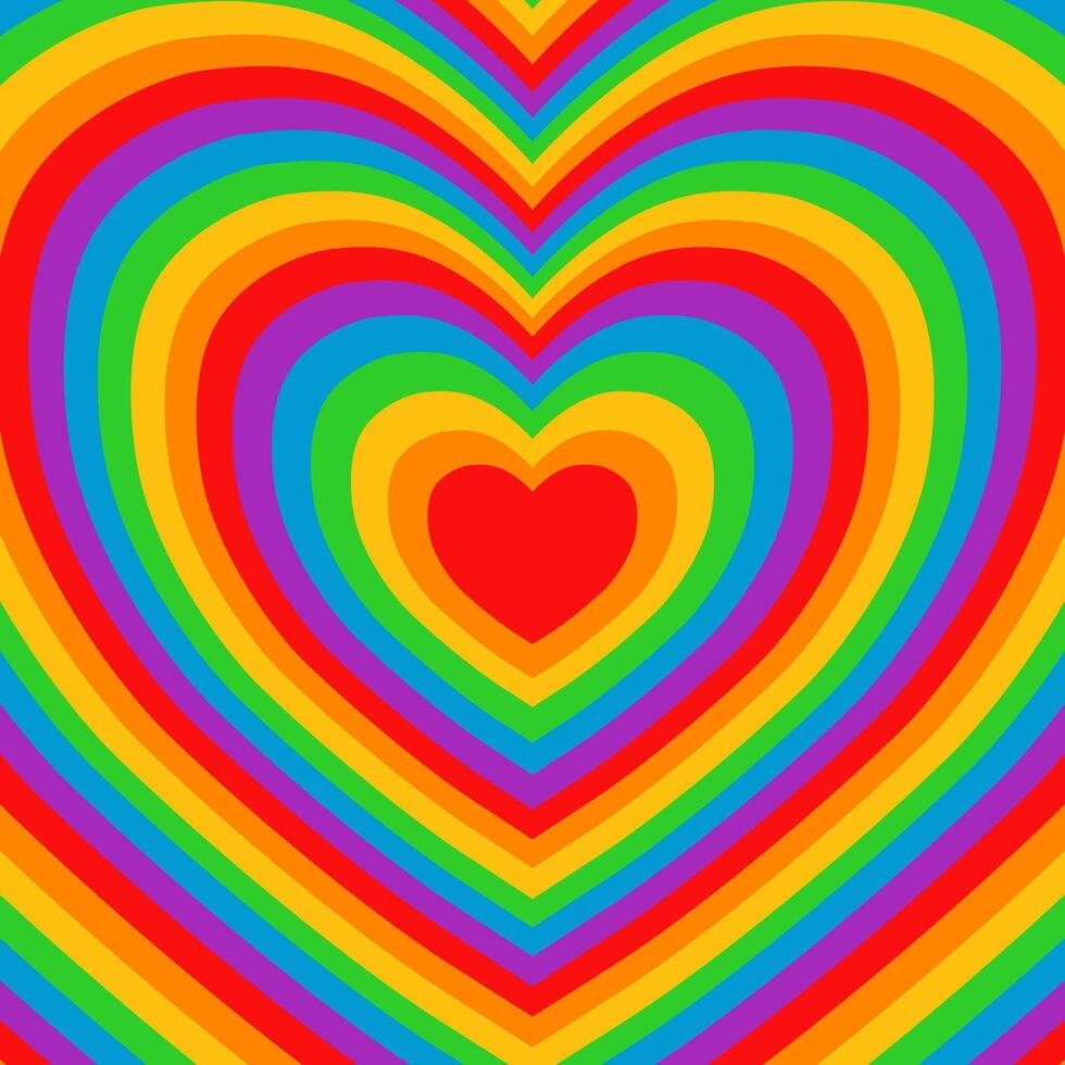 Rainbow stripes heart square background. LGBT community pride concept vector illustration.