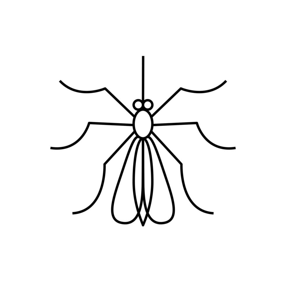 mosquito negro línea editable icono. vector plano ilustración aislado en blanco antecedentes. mosquito sentado simétrico, alas doblada. parte superior vista.