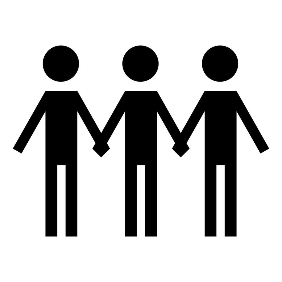 Group of people holding by hands. Vector icon.