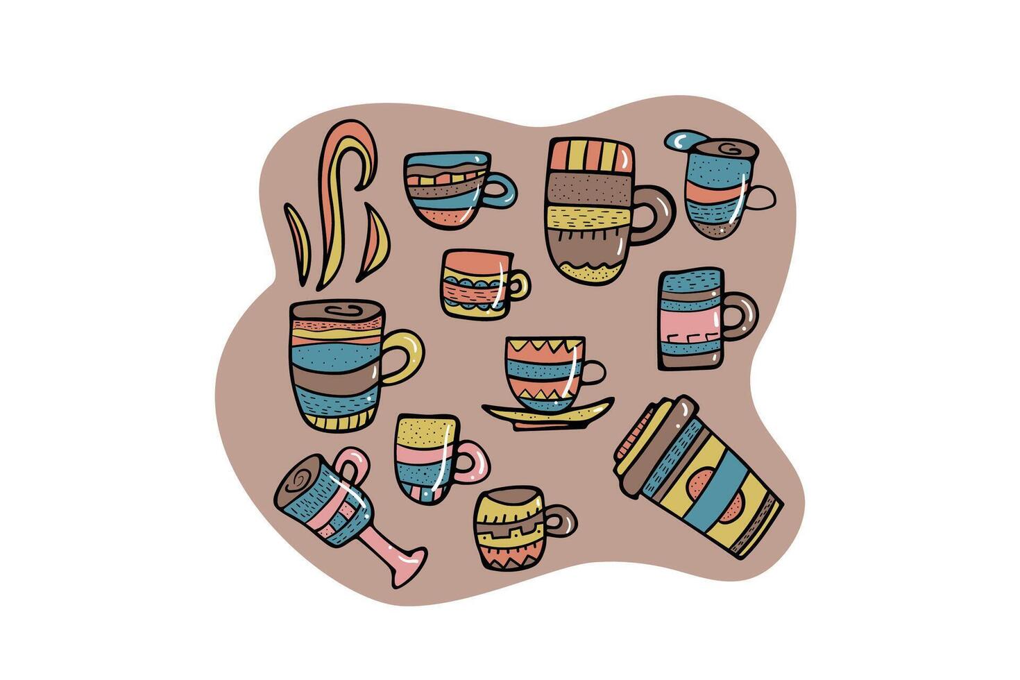 Poster template with coffee mugs. Vector design.