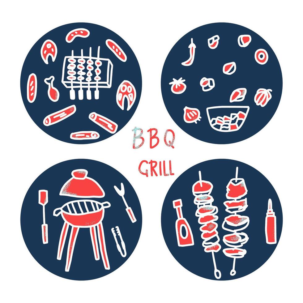 Barbecue composition with text. Vector design.