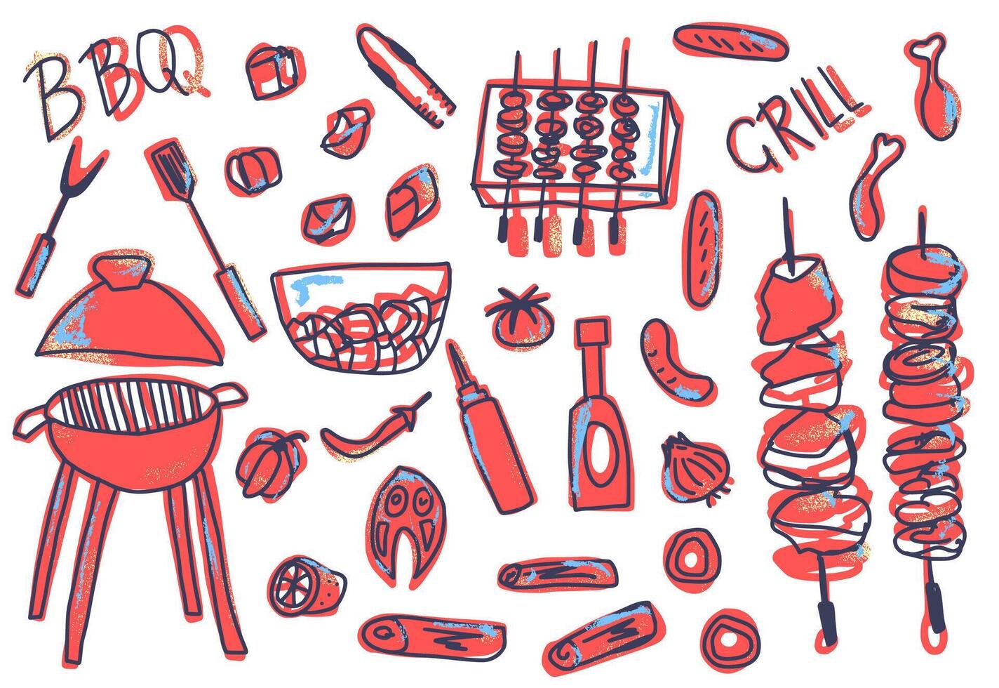 Barbecue composition with text. Vector design.