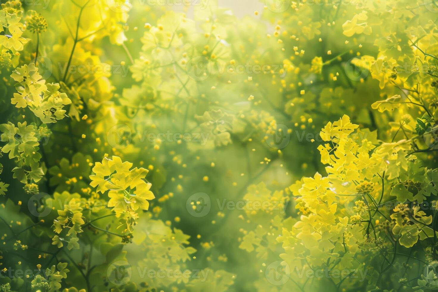 AI generated Sunlight filters through vibrant mustard greens in a garden setting showcasing agriculture and nature photo