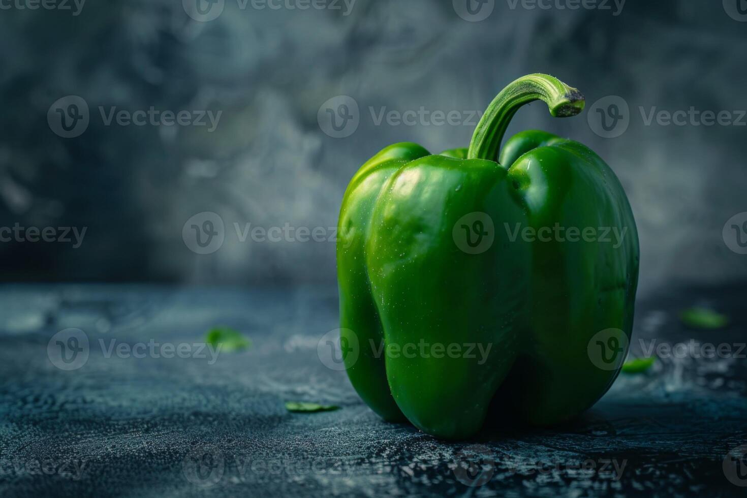 AI generated Green bell pepper vegetable fresh on textured background close-up photo