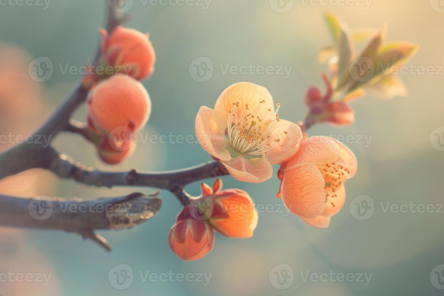 AI generated Apricot blossom in spring with flower, nature, and bloom elements on a tranquil branch photo