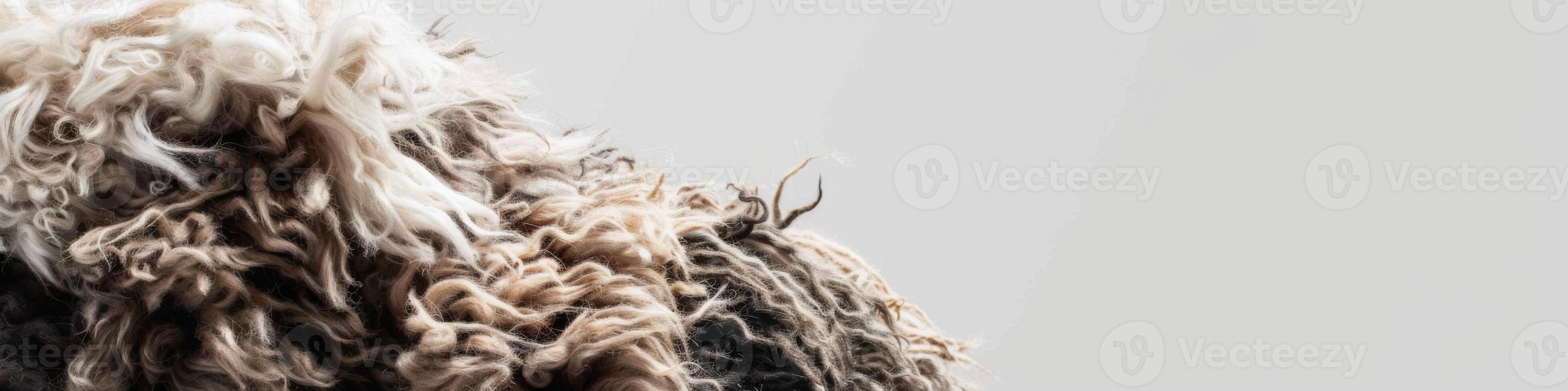 AI generated Close-up of cozy Yak wool with natural fiber texture and soft curly details photo