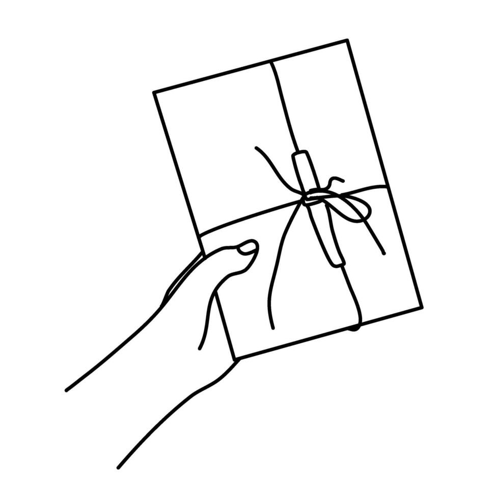 presente regalo caja línea Arte vector ilustración
