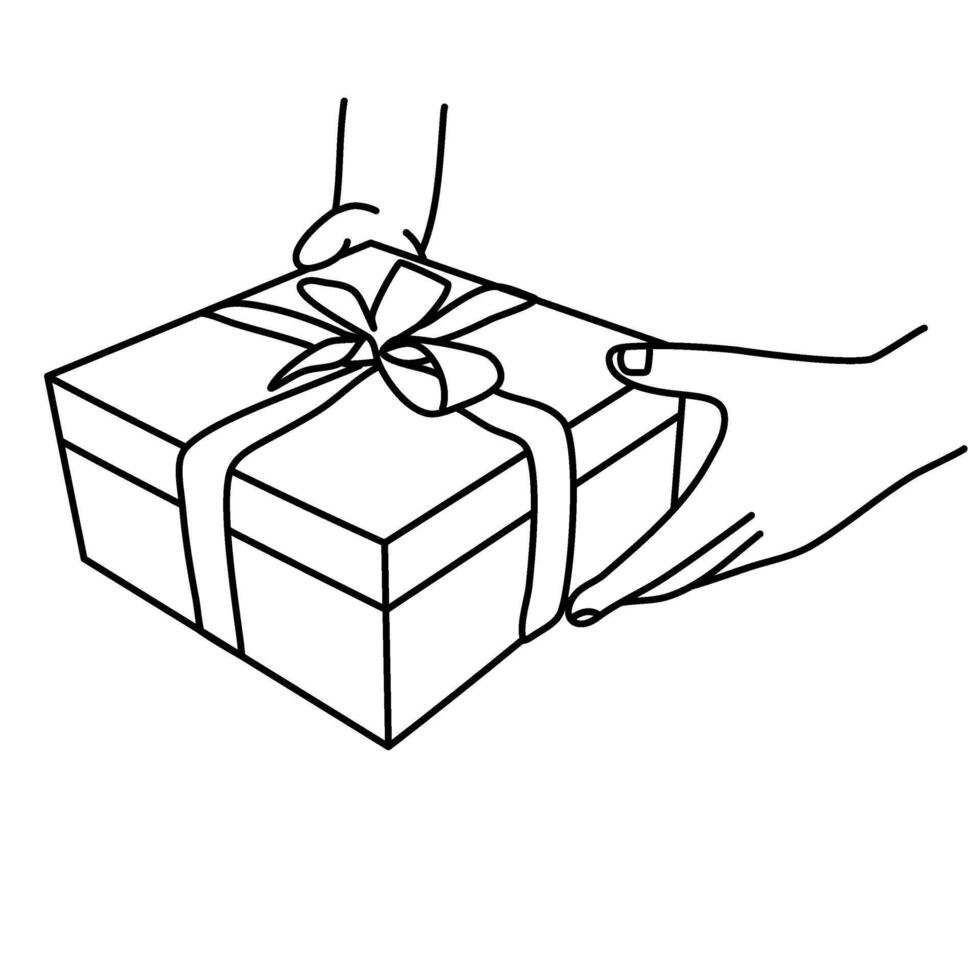present gift box line art vector illustration