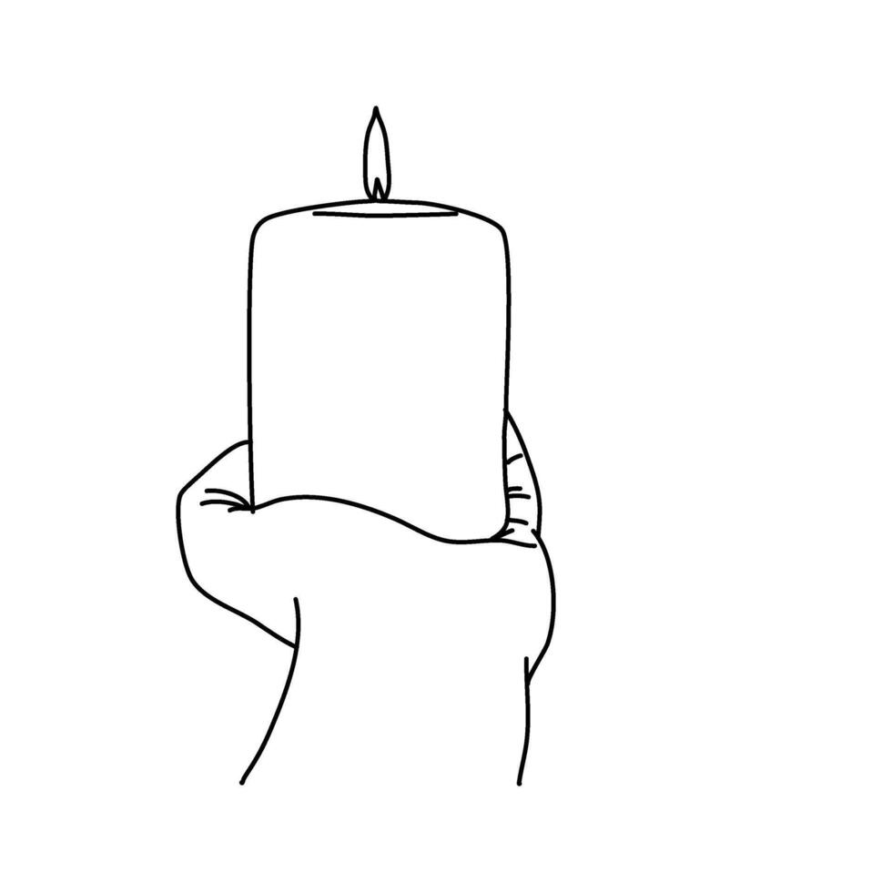 Encendiendo vela línea Arte vector ilustración