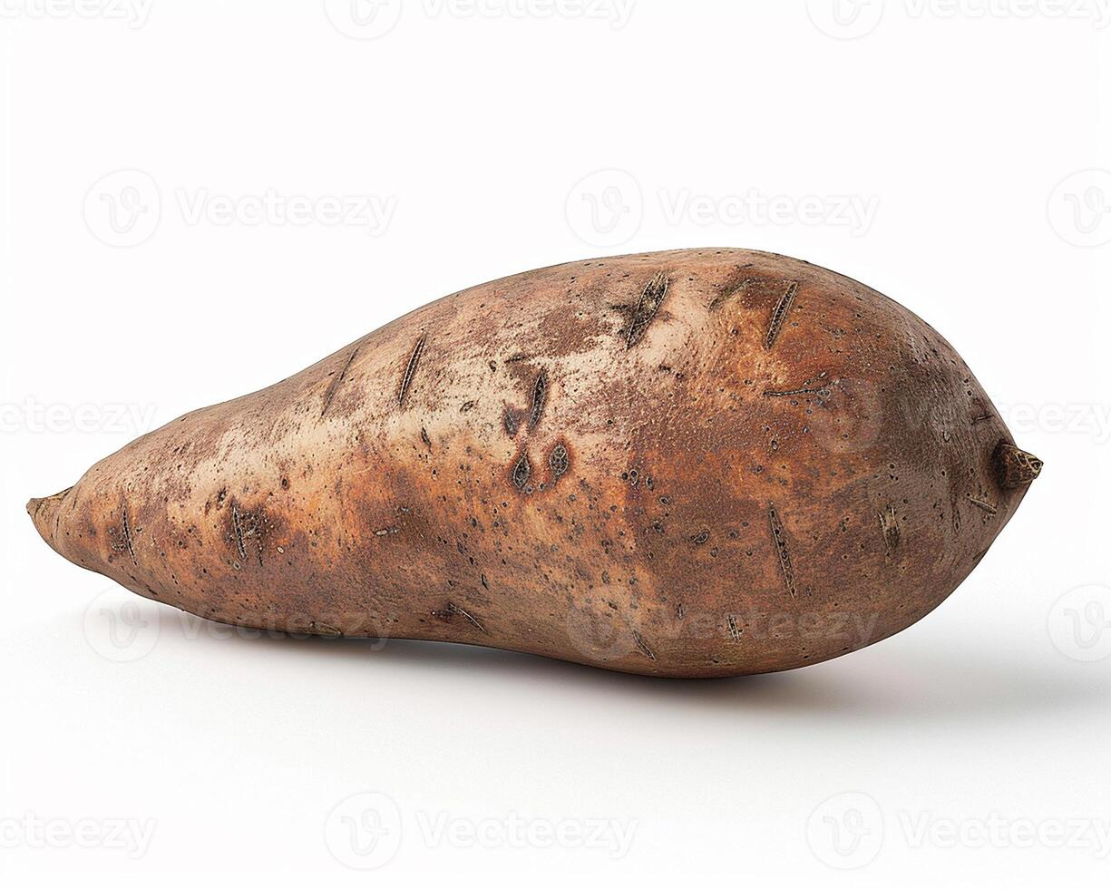AI generated Fresh sweet potato isolated on white background. Close-up Shot. photo