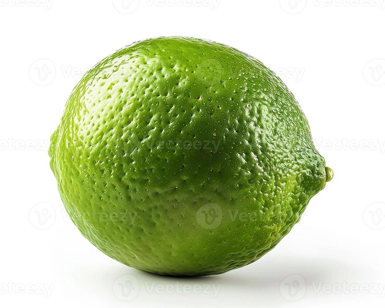 AI generated Fresh lime fruit isolated on white background. Close-up Shot. photo