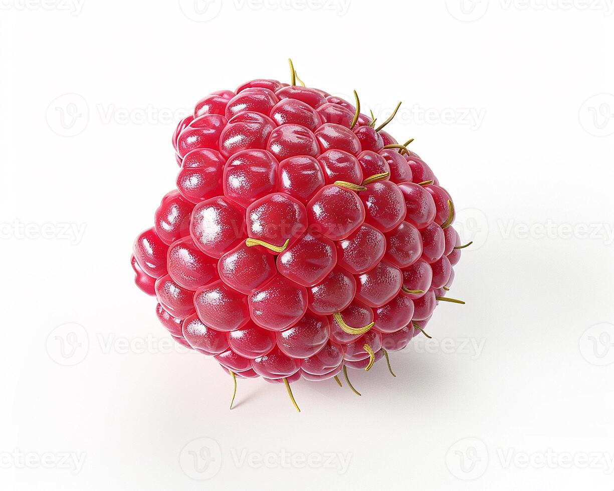 AI generated Fresh raspberry fruit isolated on white background. Close-up Shot. photo