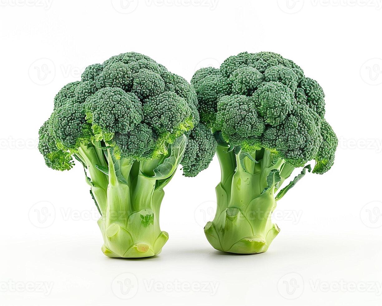 AI generated A pile of broccolis isolated on white background. Close-up Shot photo