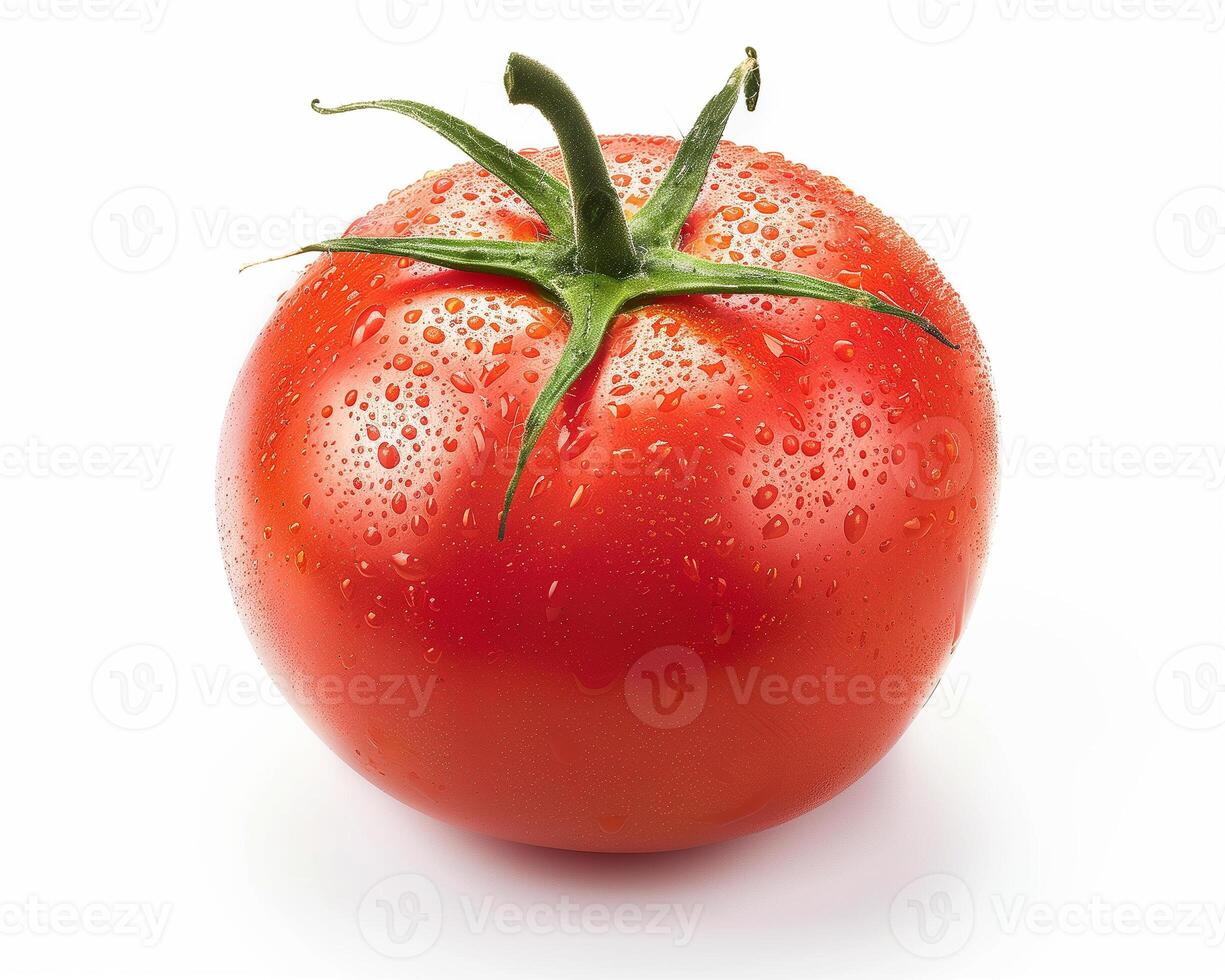 AI generated Fresh tomato isolated on white background. Close-up Shot. photo