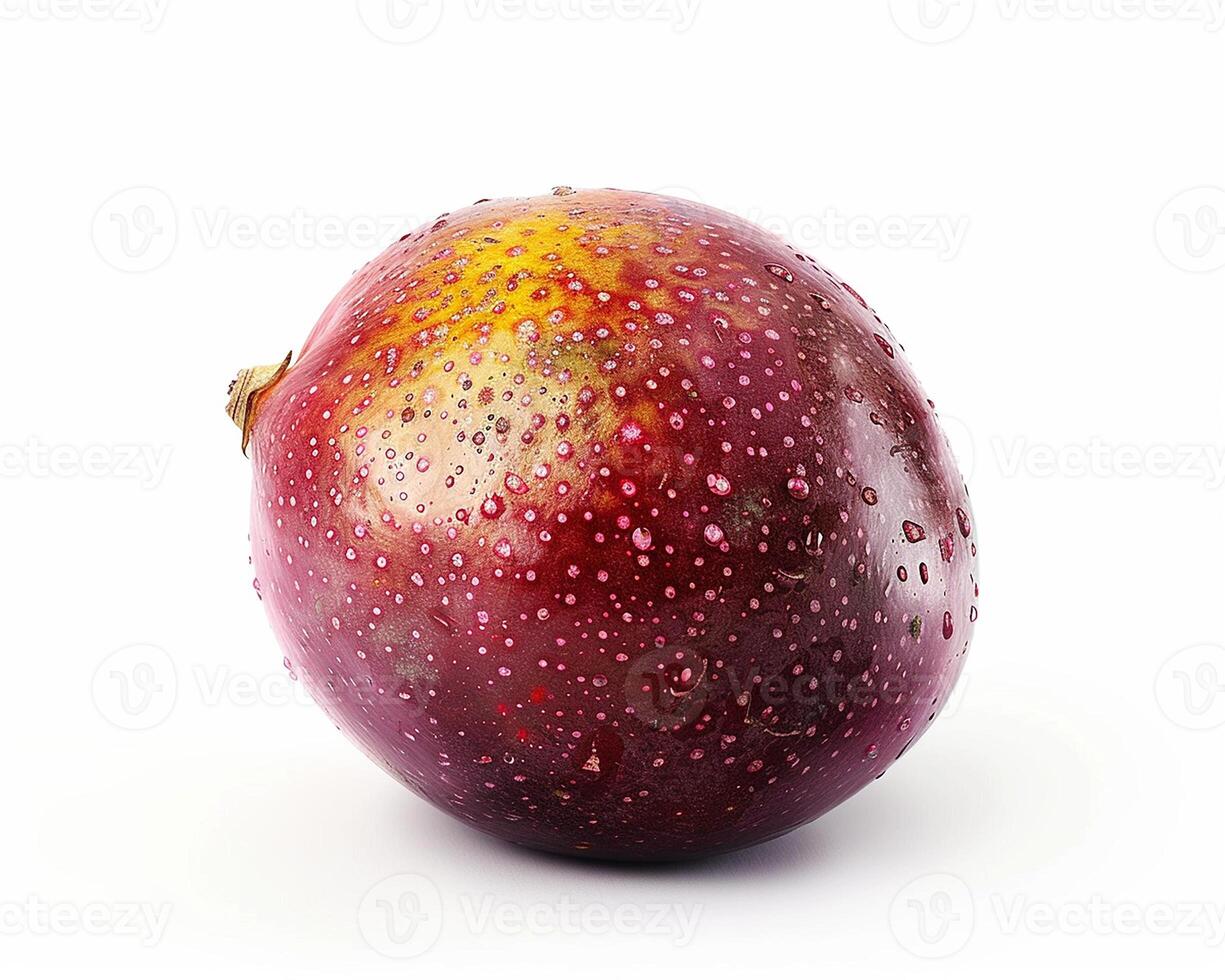 AI generated Fresh passionfruit isolated on white background. Close-up Shot. photo