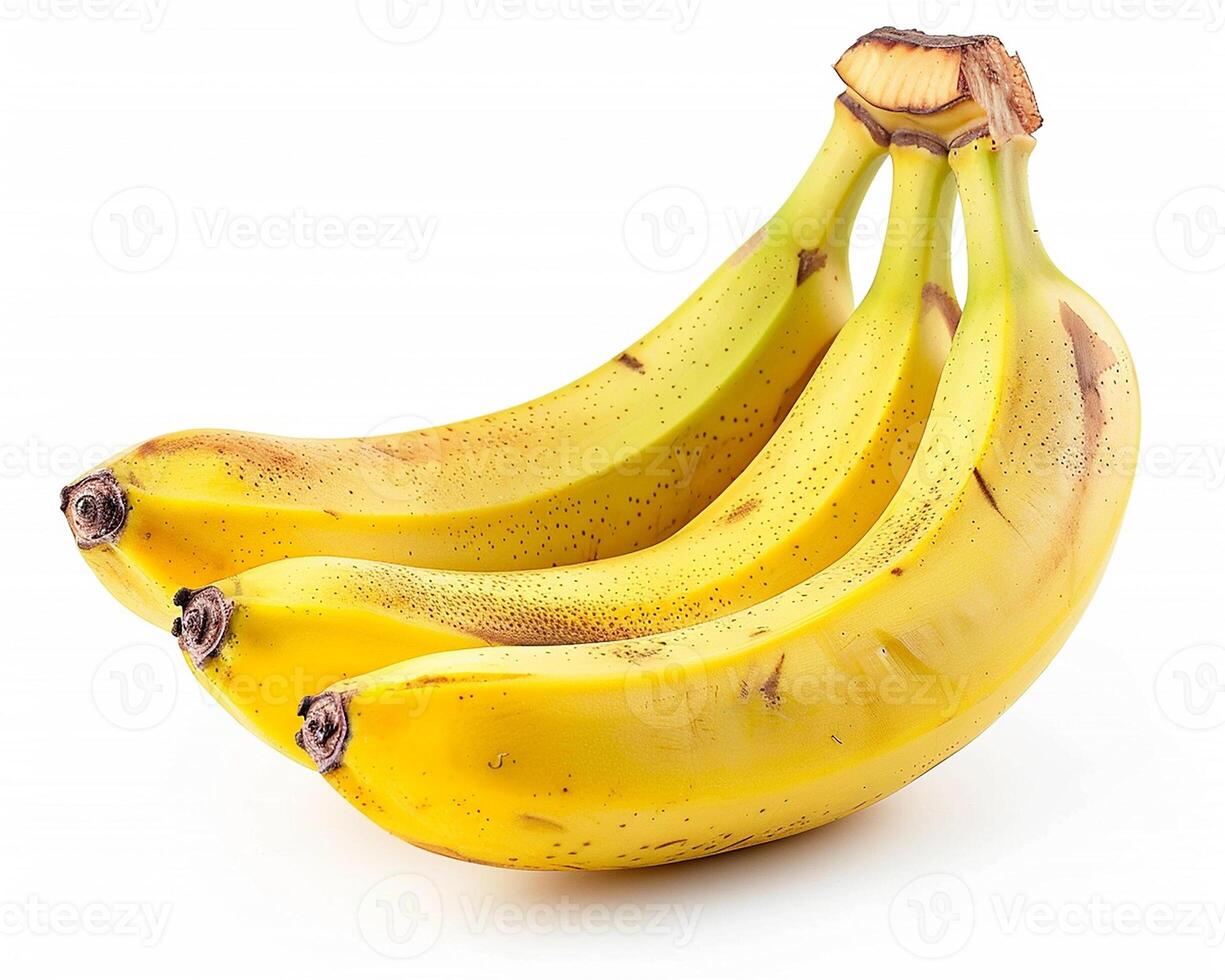 AI generated Bunch of fresh banana fruit isolated on white background. Close-up Shot. photo