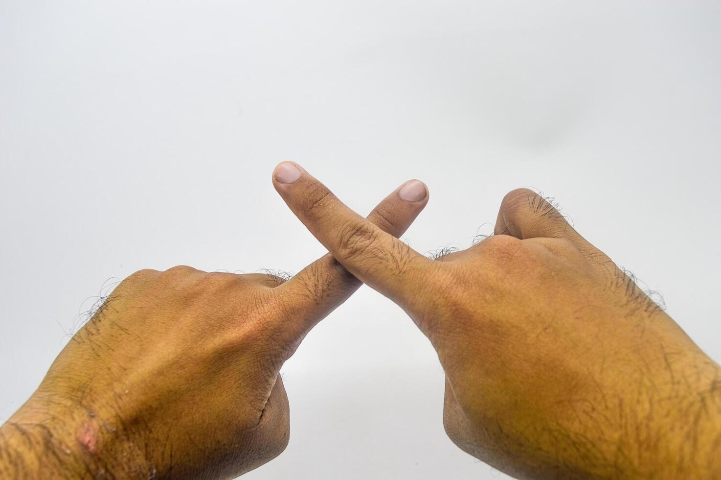 hand gesture in the form of a cross or prohibition photo