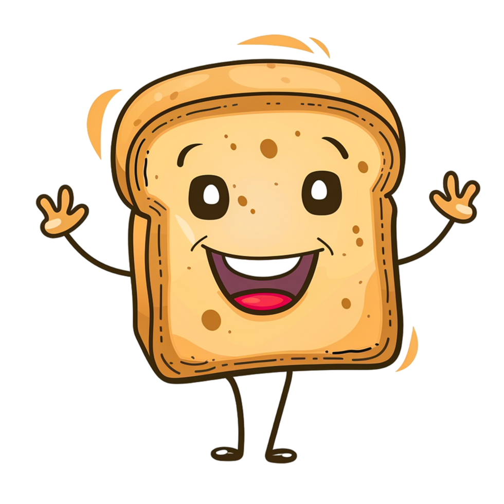 AI generated Funny bread toast cartoon png