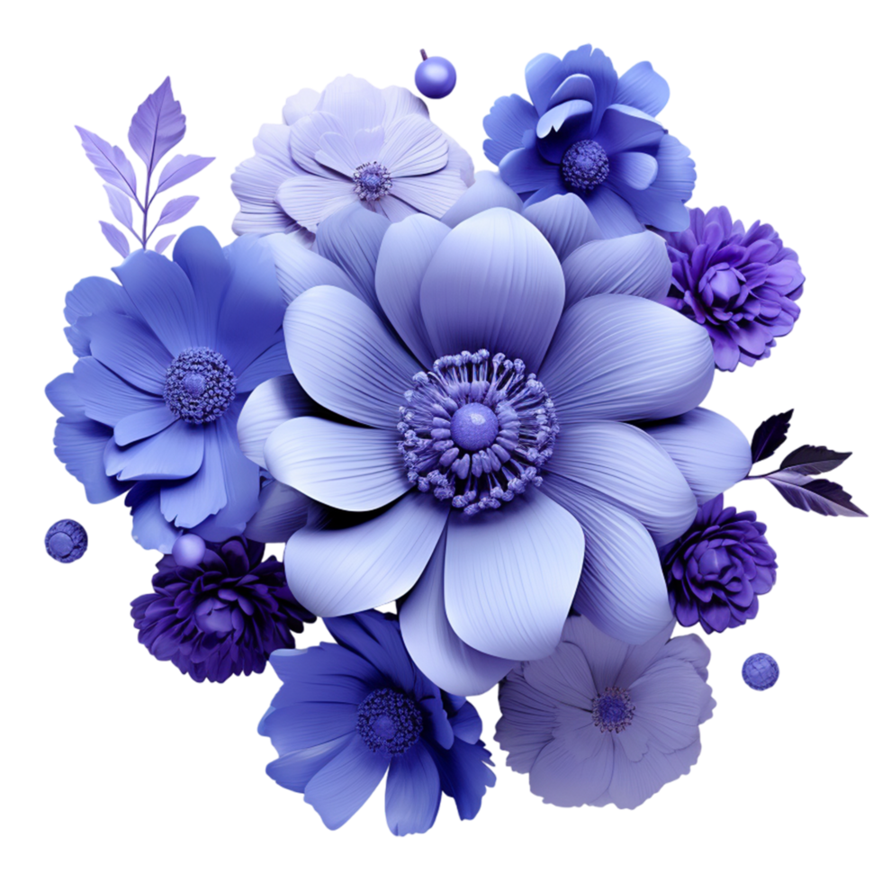 AI generated blue purple watercolor flower png