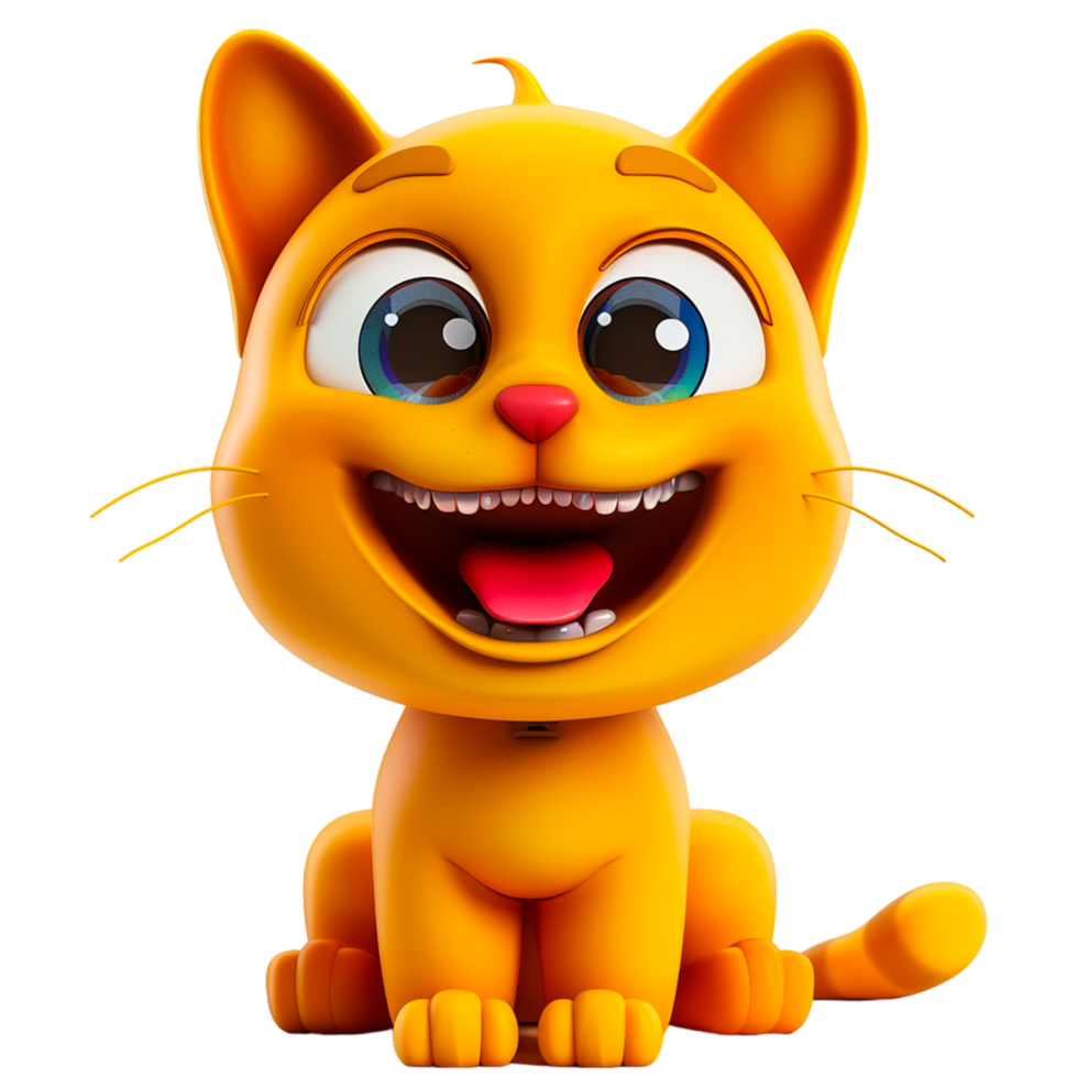 AI generated Cartoon ginger cat mascot smiley face png