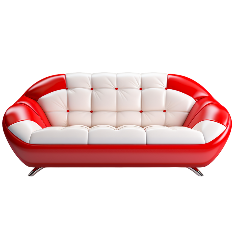 ai gerado luxo sofá com vermelho e branco couro png