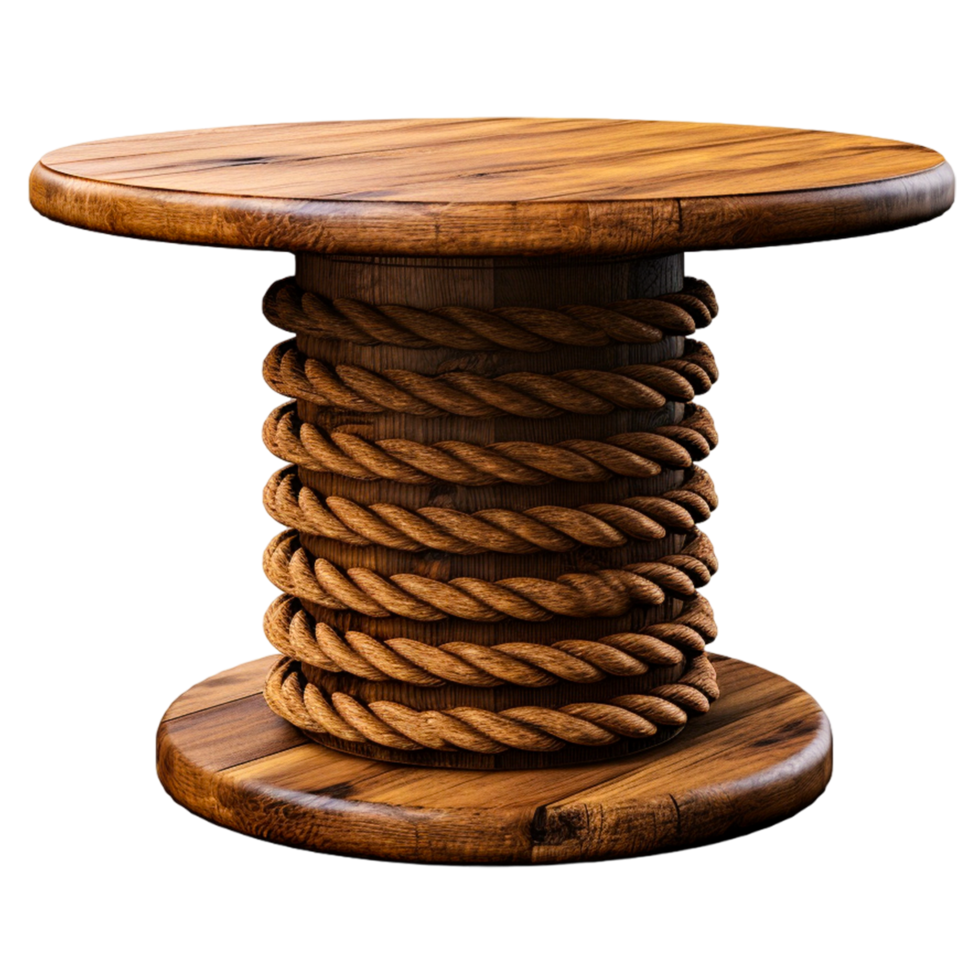ai généré une table fabriqué de en bois câble bobine png