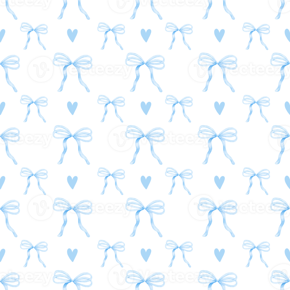 Blue coquette ribbon bow seamless pattern, Soft girl aesthetic. png