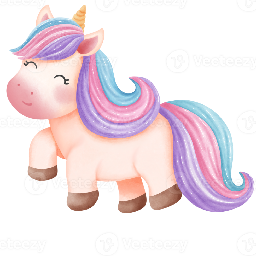 Cute rainbow unicorn watercolor clipart. png