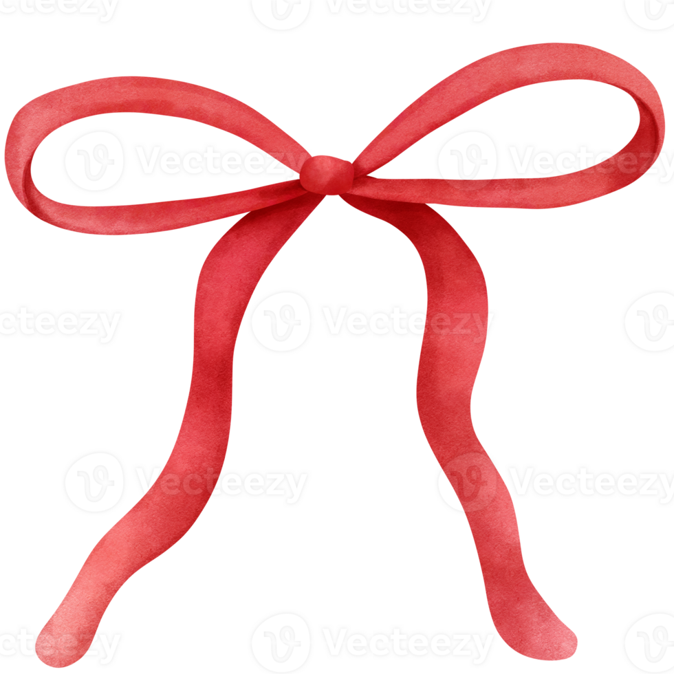 Watercolor red coquette ribbon illustration. Hand drawn girly bow accessory item clipart. png