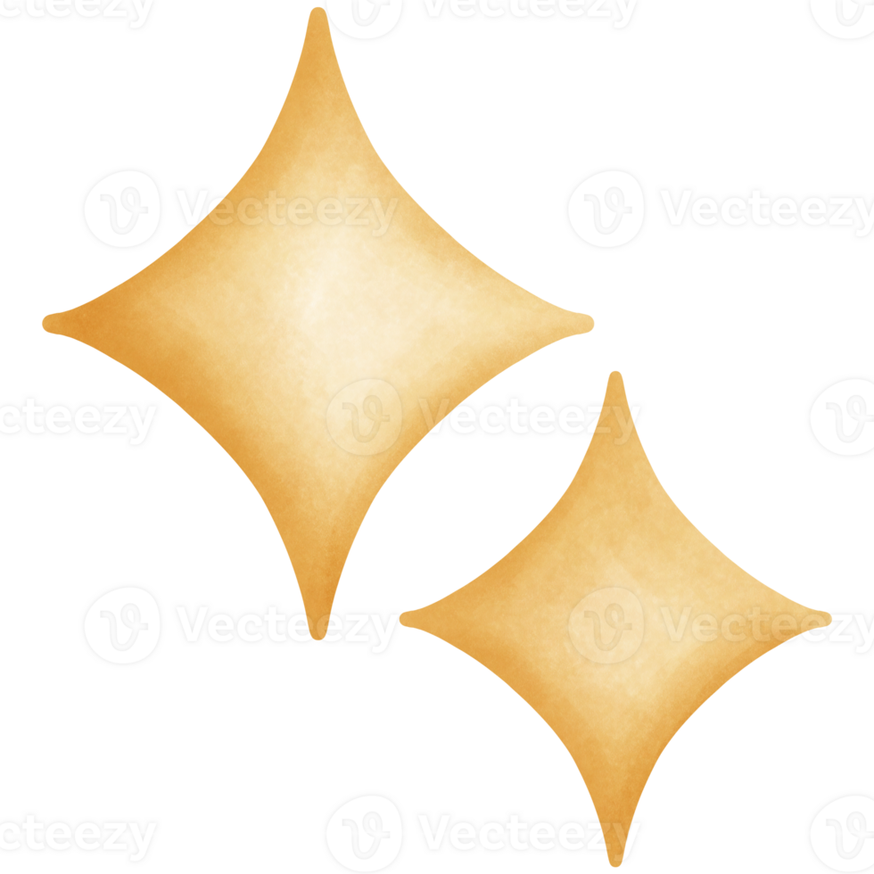 Four point stars watercolor clipart. png