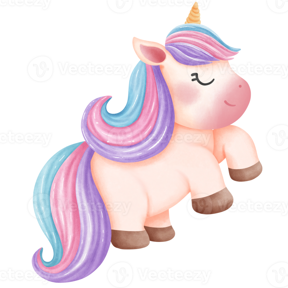 Cute watercolor magical rainbow unicorn clipart. png