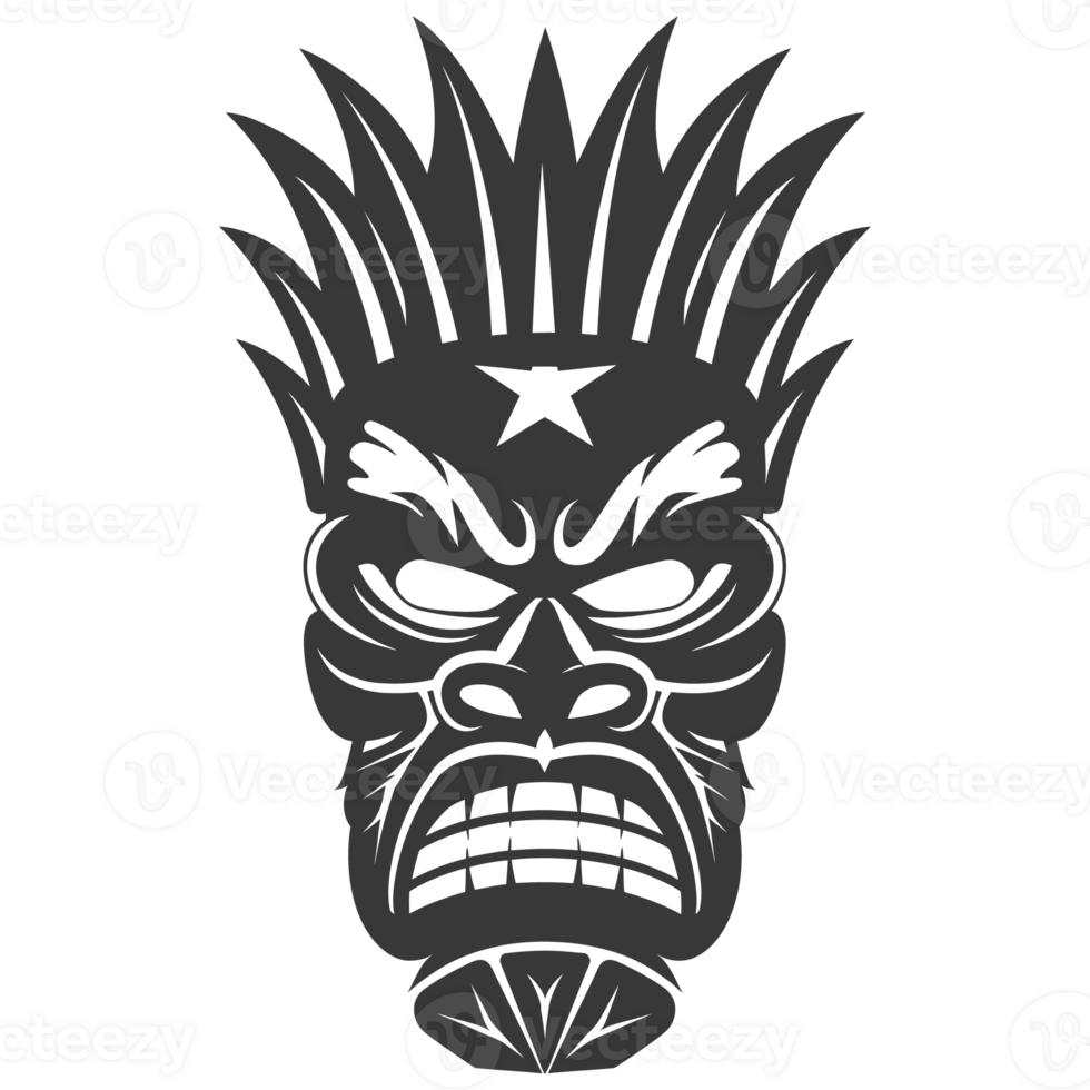 AI generated Silhouette Hawaiian Mask black color only png
