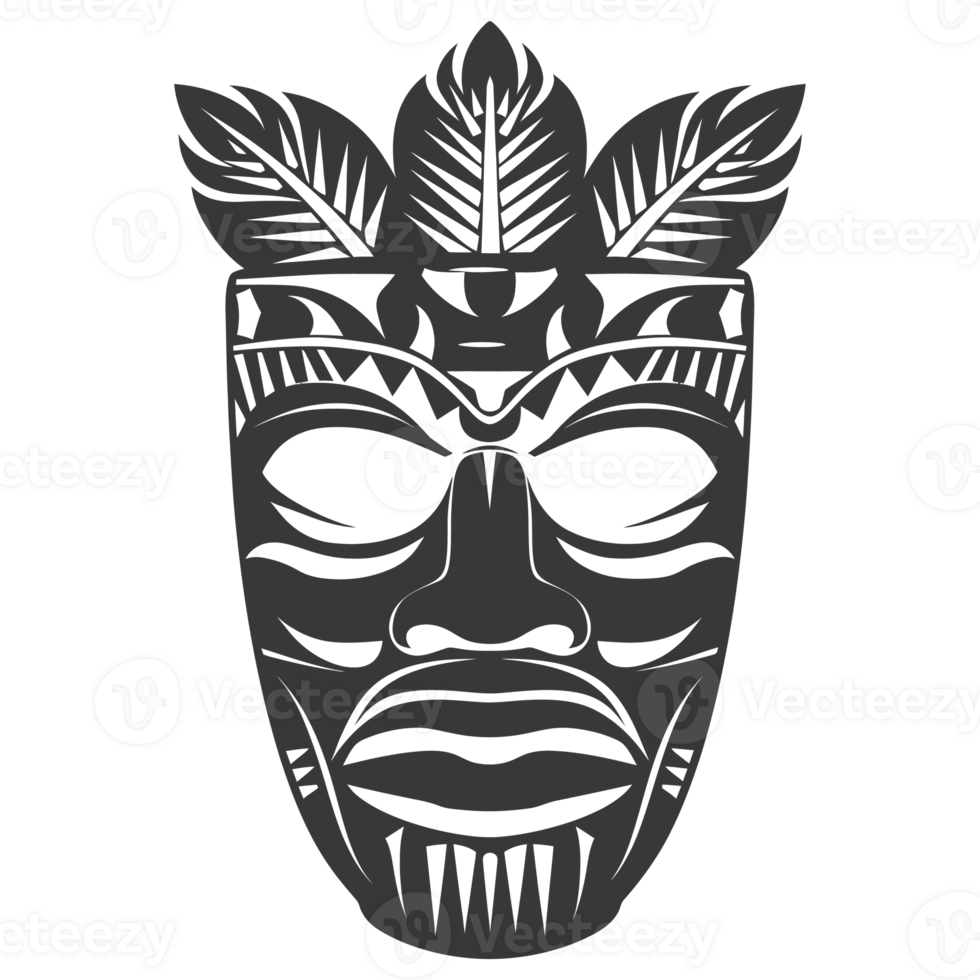 AI generated Silhouette Hawaiian Mask black color only png