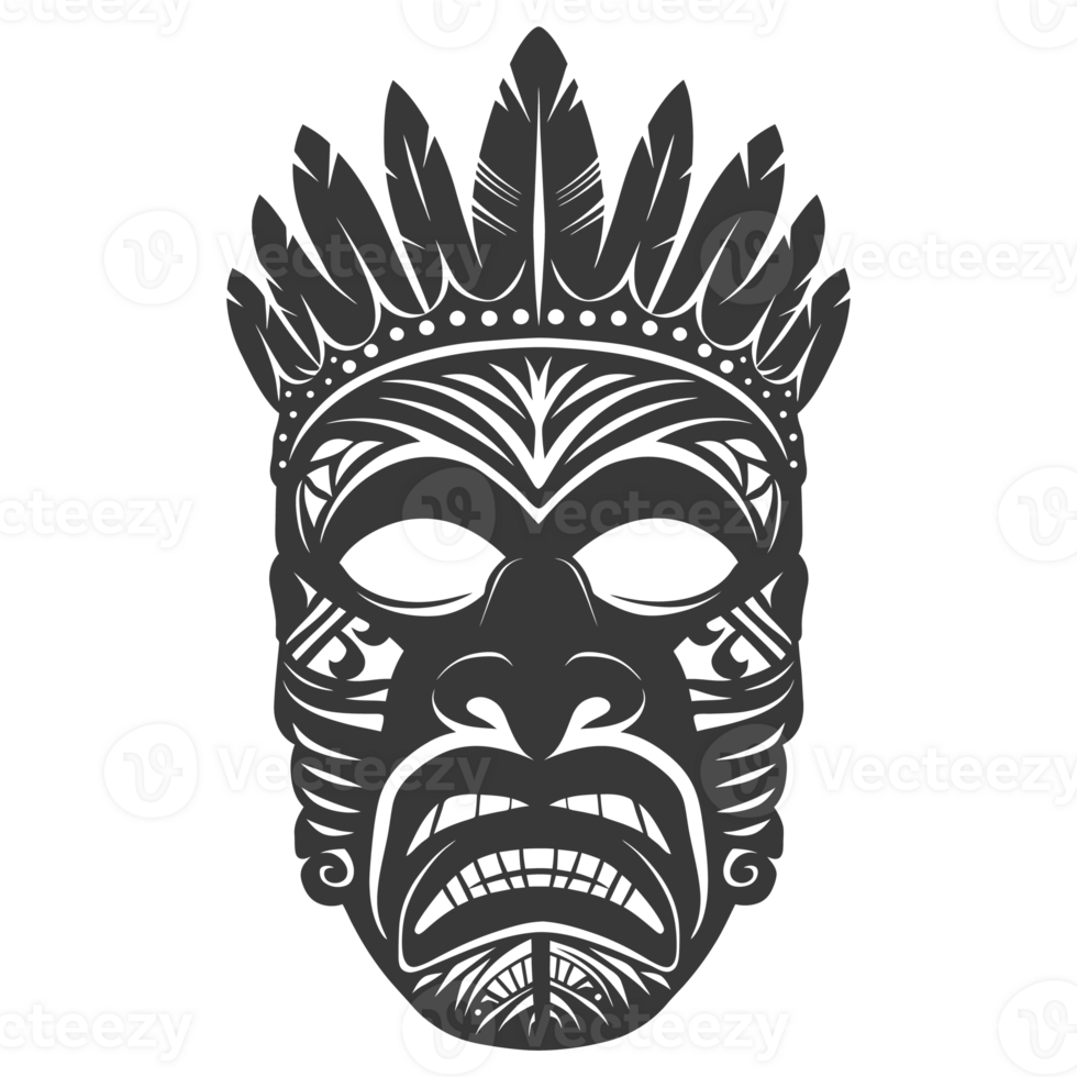 AI generated Silhouette Hawaiian Mask black color only png