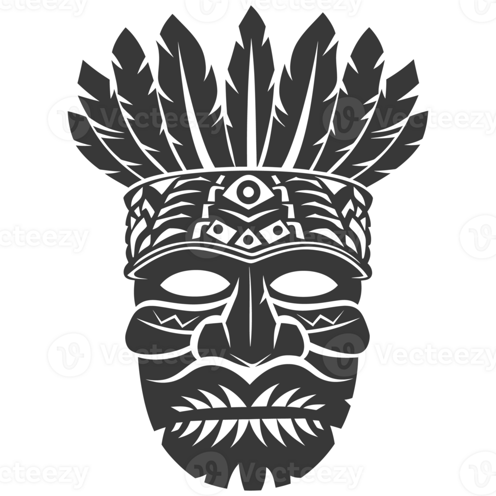 AI generated Silhouette Hawaiian Mask black color only png
