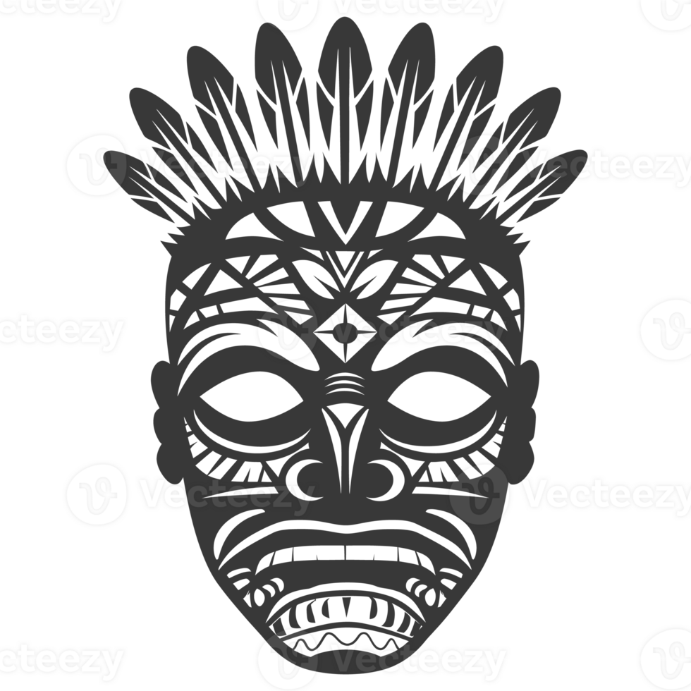 ai généré silhouette hawaïen masque noir Couleur seulement png