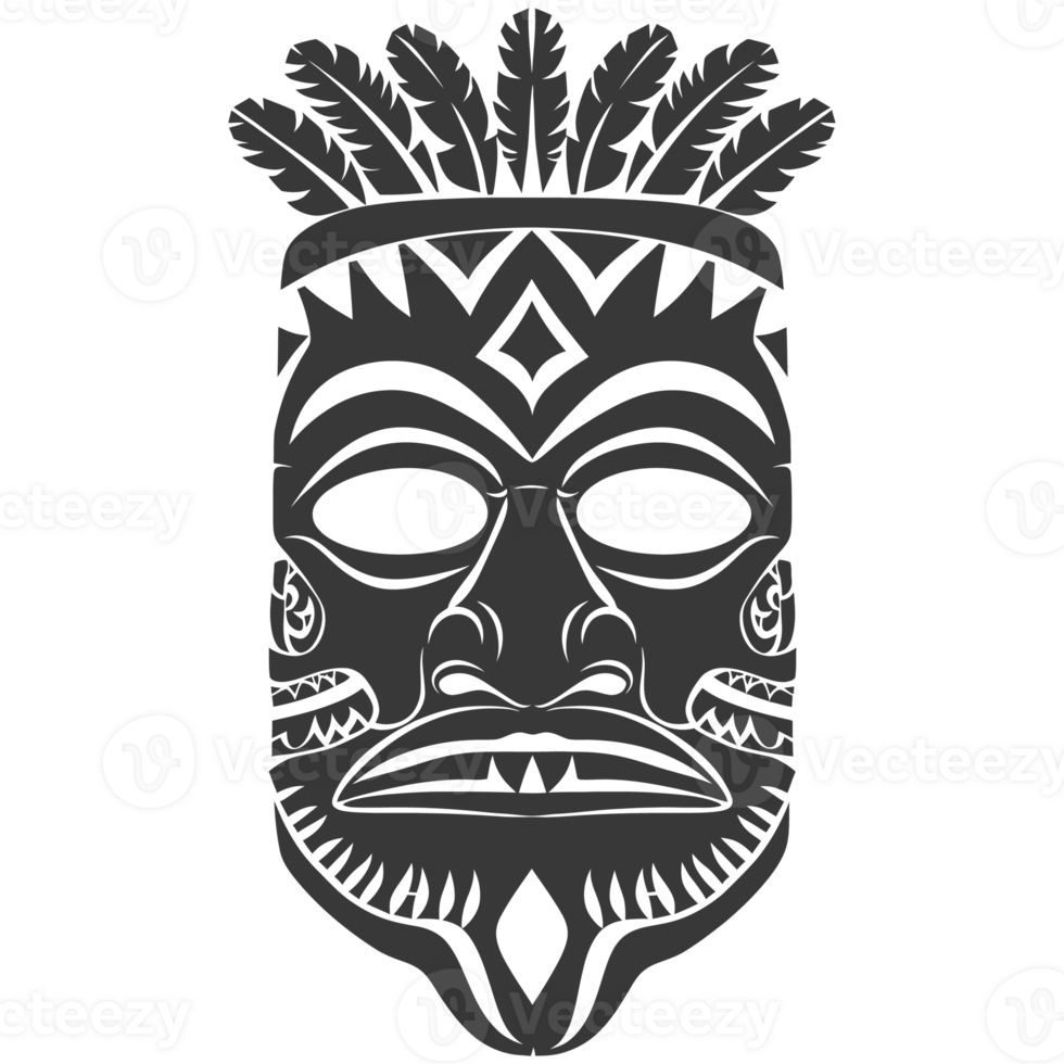 AI generated Silhouette Hawaiian Mask black color only png