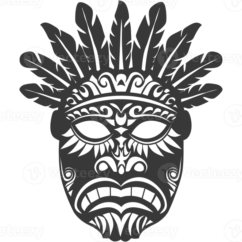 AI generated Silhouette Hawaiian Mask black color only png
