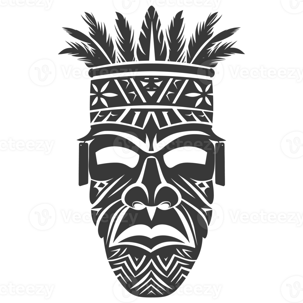 AI generated Silhouette Hawaiian Mask black color only png