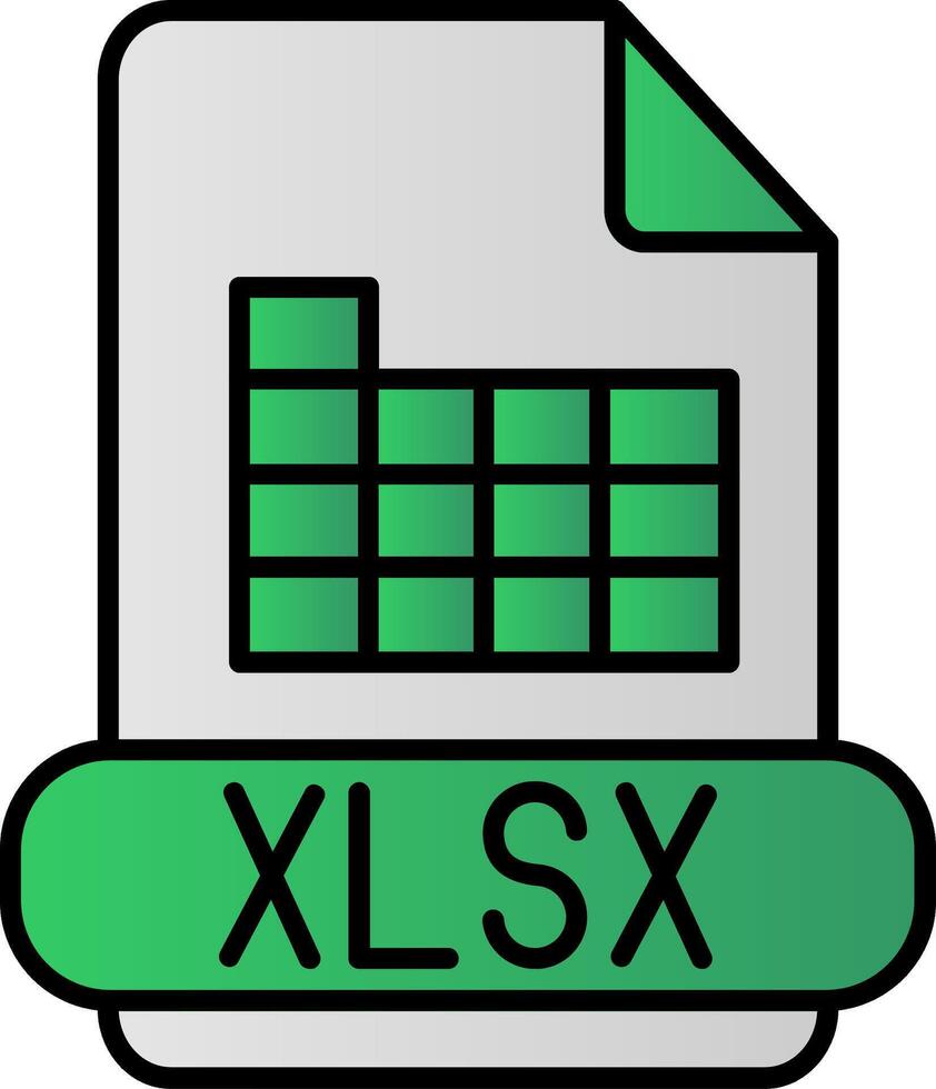 xlsx línea lleno degradado icono vector