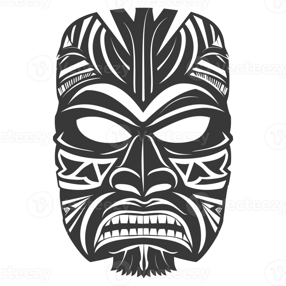 AI generated Silhouette Hawaiian Mask black color only png